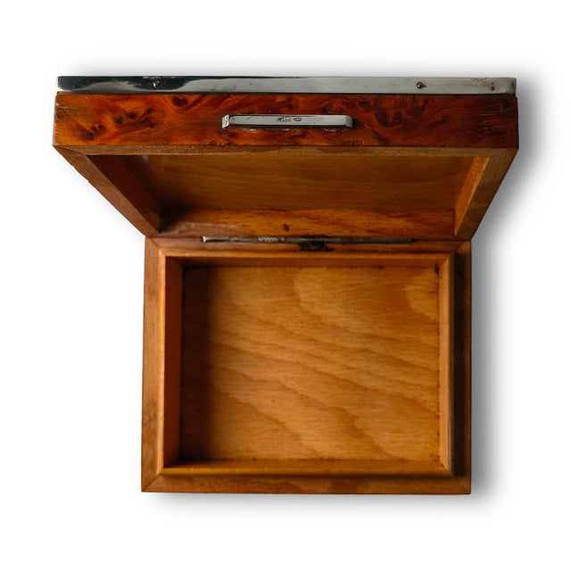 1950s Mid-20th Century Italian Elm Burl and 800 Silver Jewelry Box from Leonardo Gaito Napoli, 1950s For Sale - Image 5 of 10