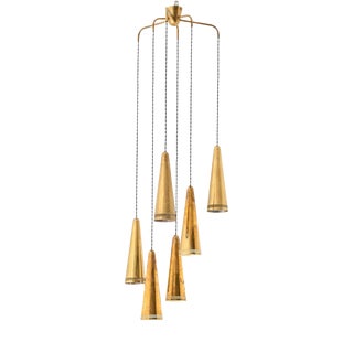 Scandinavian Modern Ceiling Lamp in Brass by Mauri Almari, 1950s For Sale