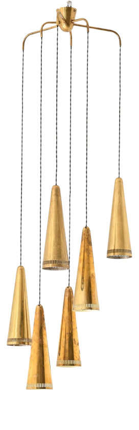 Scandinavian Modern Ceiling Lamp in Brass by Mauri Almari, 1950s