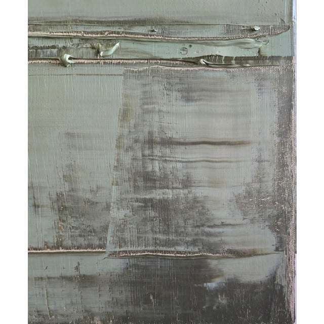 Framed Abstract Minimalist Seascape / Landscape Oil Painting / Neutral Color Palette / Color Field For Sale - Image 11 of 12