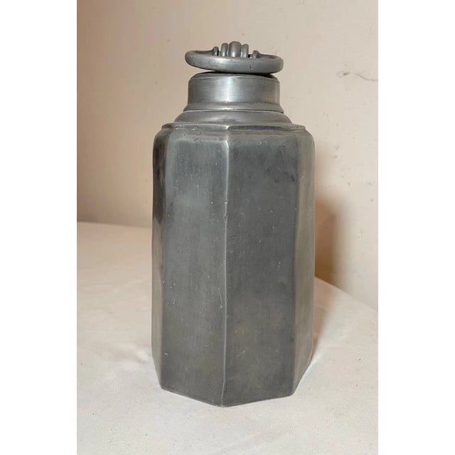 18th Century Rare Antique 1700's Octagonal Pewter European Hot Water Canister Lidded Jar For Sale - Image 5 of 13