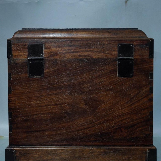 Shell Antique Huanghuali Wood Official's Chest With Mother-of-Pearl Inlay (Phoenix & Floral Motif) For Sale - Image 7 of 9