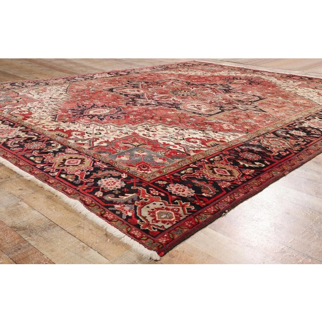 Red Vintage Persian Heriz Rug, 09'08 X 12'10 For Sale - Image 8 of 10