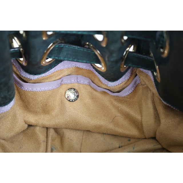 Animal Skin Jimmy Choo Dark Green Leather Snakeskin Trim Chic Riki Tote For Sale - Image 7 of 7