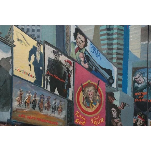 Blue Large Kazuo “Kaz” Ooka Times Square Painting - 3 Part Painting Triptych For Sale - Image 8 of 13