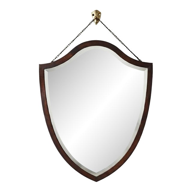 Shield Hepplewhite Mirror by Bombay W/ Chain - Ralph Lauren, British Colonial, Grandmillennial Decors - 21” X 26” See Pics! For Sale