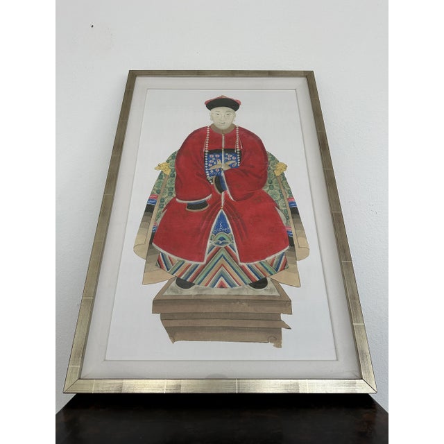 Linen Neiman Marcus Regal Asian Figure Statuette Print I & II, Framed - Set of 2 For Sale - Image 8 of 8