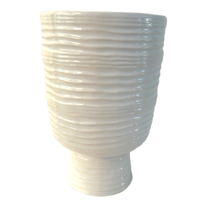 Modern Footed White Glazed Pottery Vase
