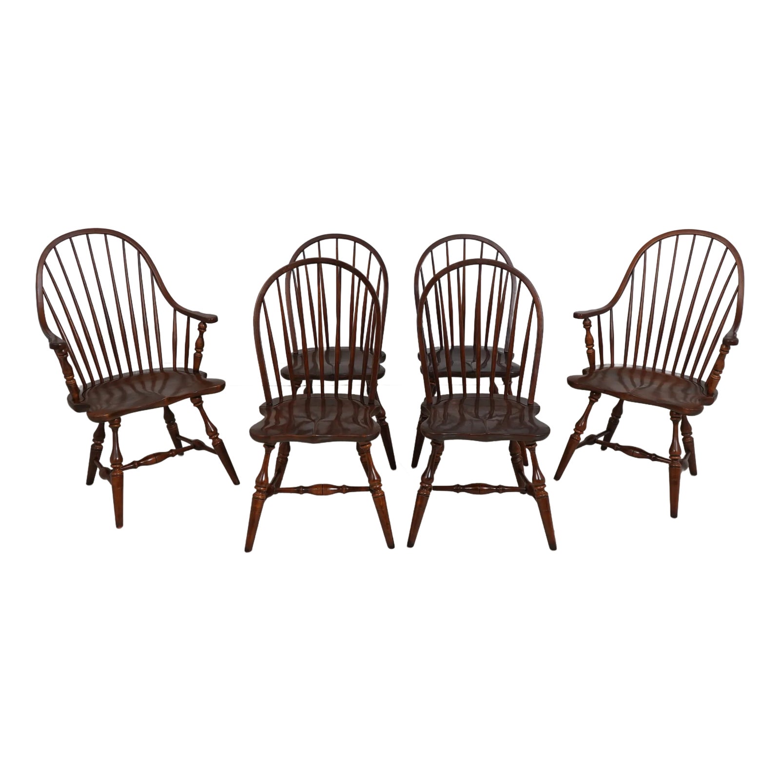 Set of 6 Frederick Duckloe Cherry Windsor Dining Room Chairs | Chairish