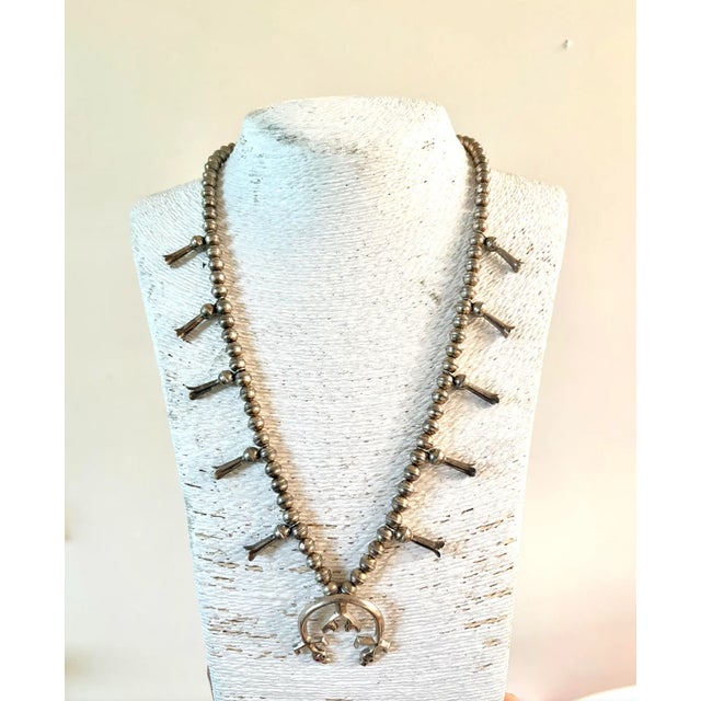 Gorgeous Sterling, silver beaded squash necklace.