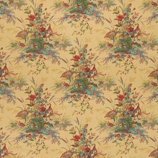Schumacher Quail Meadow Fabric in Spring For Sale