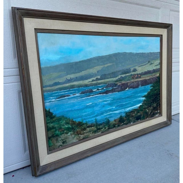 1960s Spyglass Hill Pebble Beach Coastal Landscape by F. Phillips (1969) Original Oil Painting, Framed For Sale - Image 11 of 12