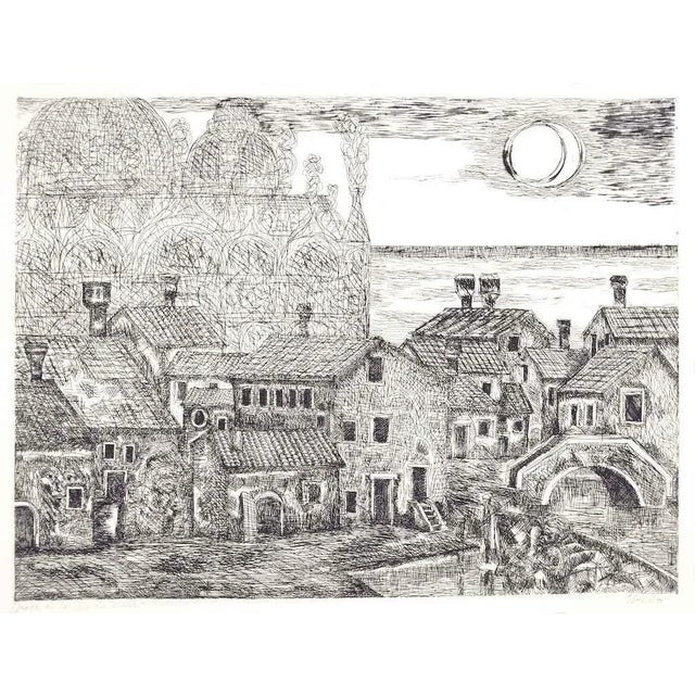 Harlequin's Death is an original etching on paper realized by Gian Paolo Berto, in 1970. Good conditions. Hand-signed on...