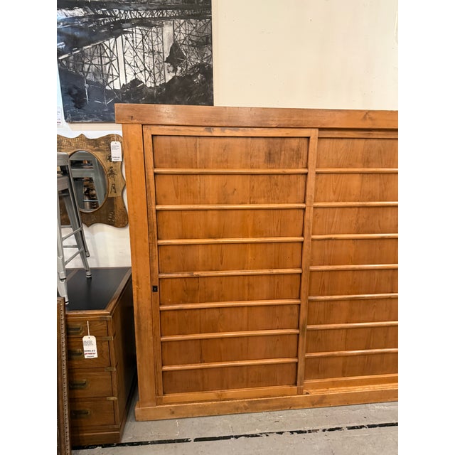 Mid 20th Century Tansu Storage Sliding Door Cabinet, Vintage For Sale - Image 5 of 14