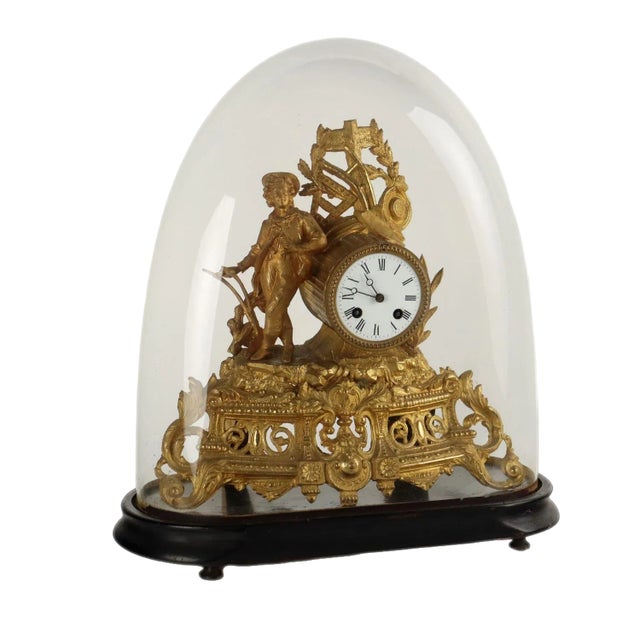 Antique Parisian Clock in Glass Case For Sale