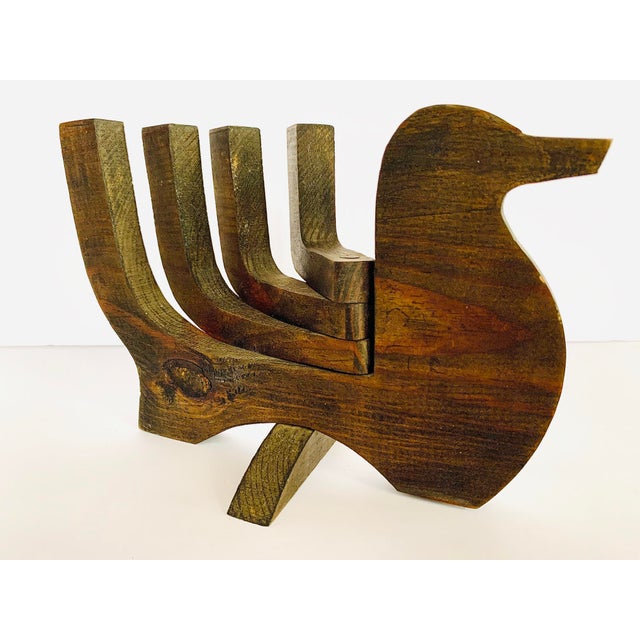 Vintage Articulated ‘Danish Mid-Century Modern Style’ Carved Wood Bird Candelabra For Sale - Image 9 of 9