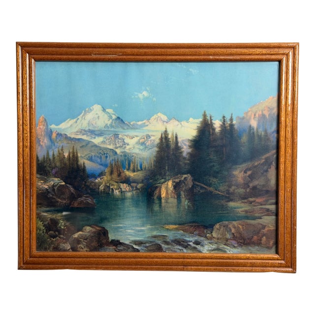 Thomas Moran, “A Snowy Mountain Range" (Path of Souls, Idaho), Vintage Chromolithograph For Sale