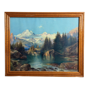 Thomas Moran, “A Snowy Mountain Range" (Path of Souls, Idaho), Vintage Chromolithograph