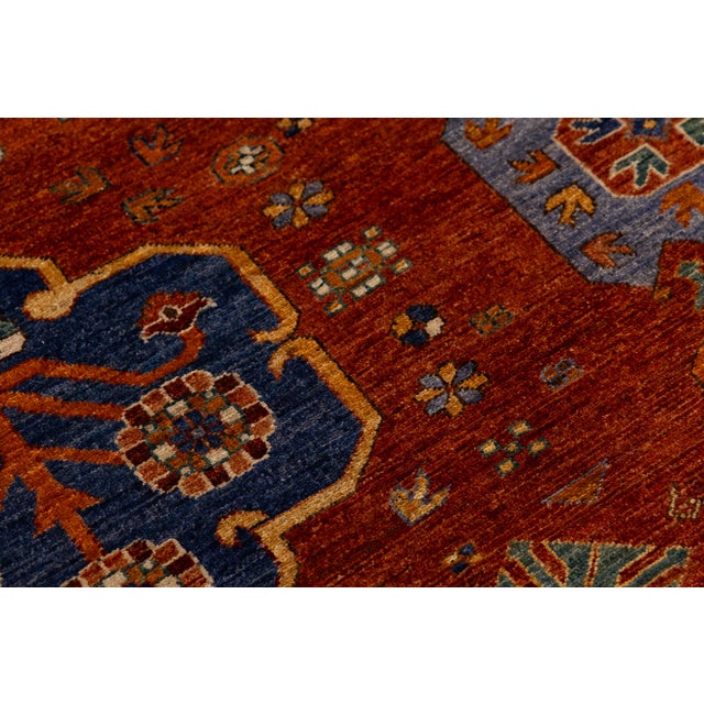 Red Modern Turkmen Style Oversized Wool Rug With Tribal Guls and Terracotta Red Tone For Sale - Image 8 of 12