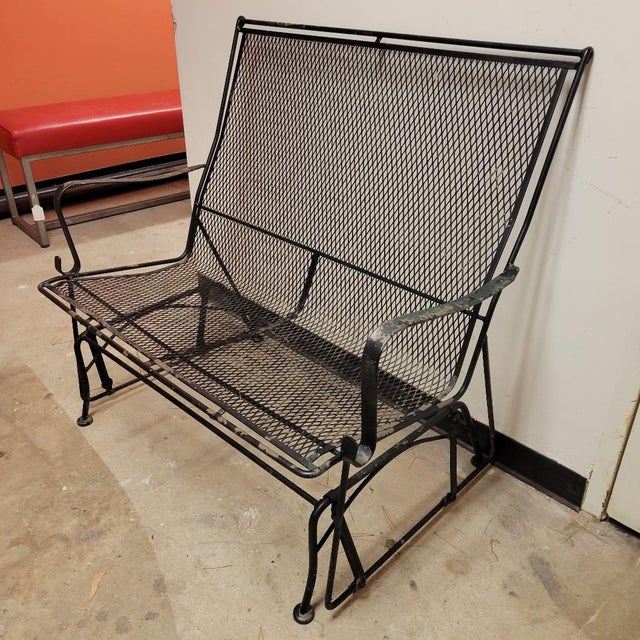 Mid Century Outdoor Wrought Iron Glider Bench Loveseat Chairish