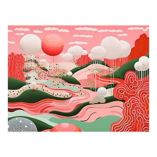 32" X 24" Contemporary 'Landscape' in the Style of Yayoi Kusama - Limited Edition Fine Art Print, Unframed For Sale