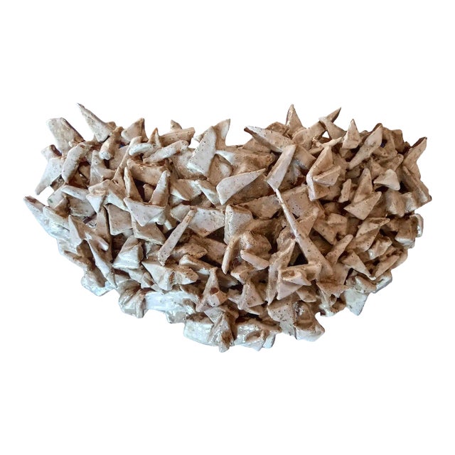 #Late 20th Century Geometric Neutral Palette Ceramic Wall Sconce For Sale