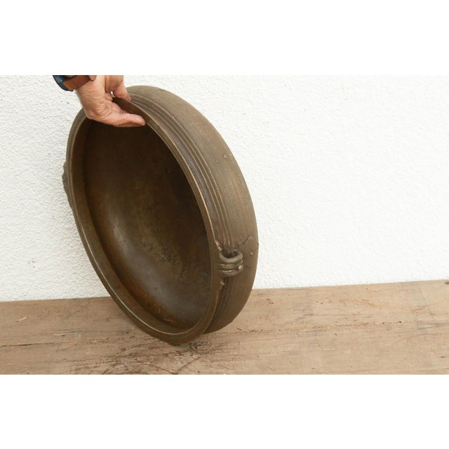 Metal Antique Traditional Kerala Handled Urli Vessel For Sale - Image 7 of 9