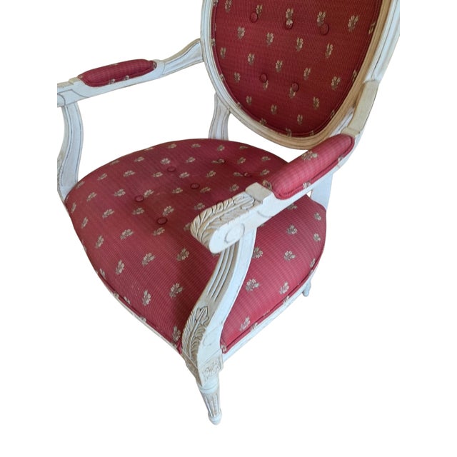 Vintage Louis XVI Armchair French Provincial Francesca Chair Attributed to Ethan Allen For Sale - Image 13 of 15