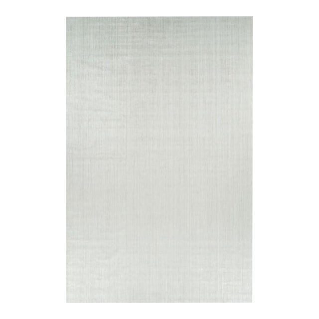 Rug & Kilim’s Oversized Textural Rug in Solid White and Silver-Gray Striae - 13x20 For Sale
