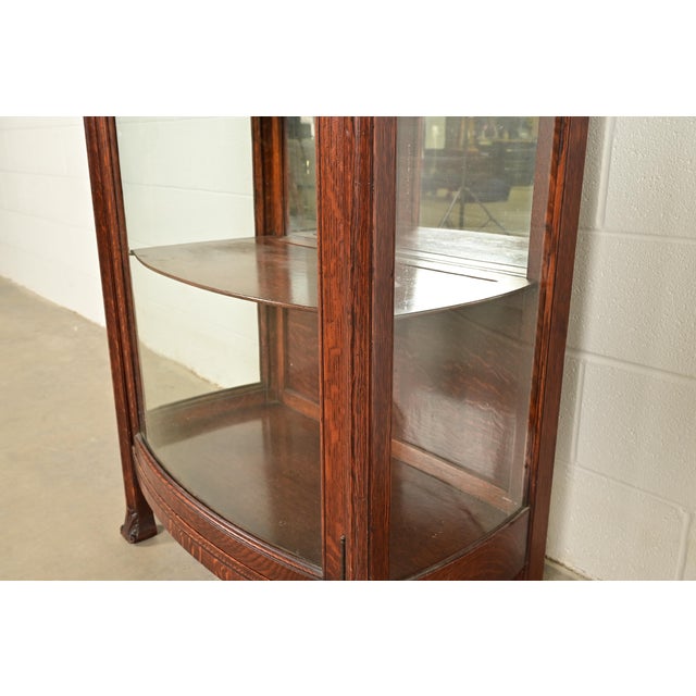 Berkey & Gay Antique Victorian Carved Oak Bookcase or Display Cabinet, Circa 1890s For Sale - Image 10 of 16