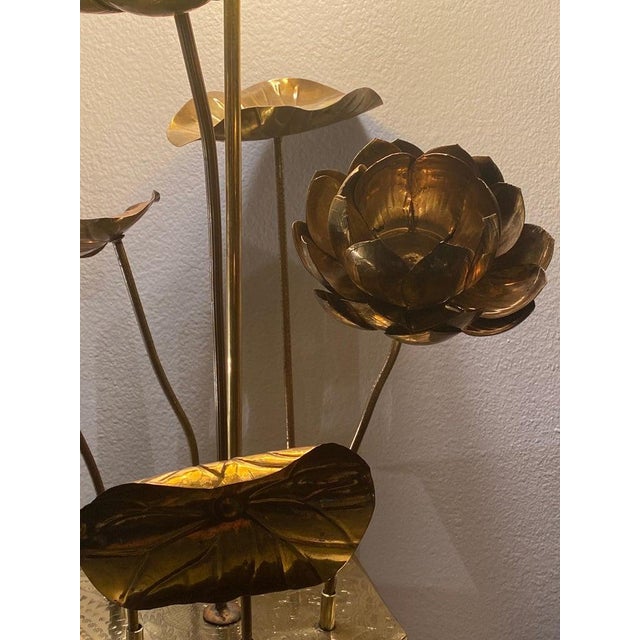 1960s Feldman Brass Lotus Flower Lamp For Sale - Image 9 of 11