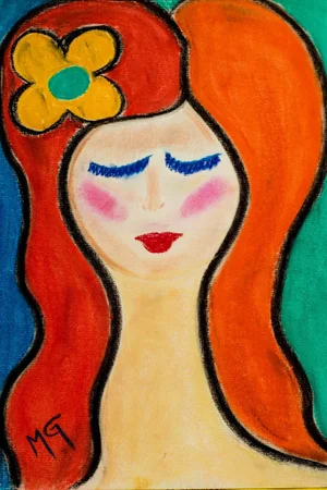 2017 “Gilly” Contemporary Expressionist Pastel Portrait Drawing on Paper by Maria Grazia Facciolà