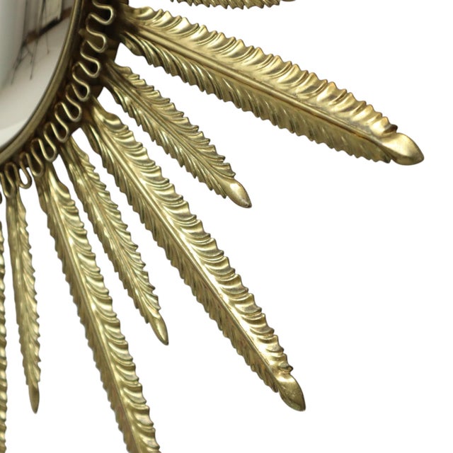 1970s Mid-Century Modern Copper-Plated Metal Sunburst Mirror from Deknudt, 1960s For Sale - Image 5 of 13