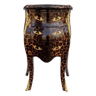 1960s Leopard Chest of Drawers Side Table Nightstand Animal Print Accent Table For Sale