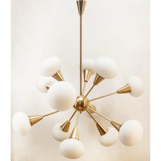 Sputnik 12-Light Chandelier in Brass and Glass For Sale - Image 16 of 18