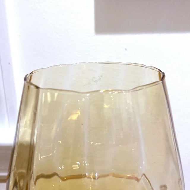 Mid-Century Modern Vintage Empoli Umber Amber Glass Optic Brandy Snifter For Sale - Image 3 of 5