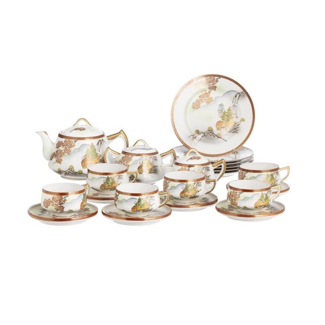 Japanese Porcelain Kutani Tea Service, Set of 24 For Sale - Image 6 of 6