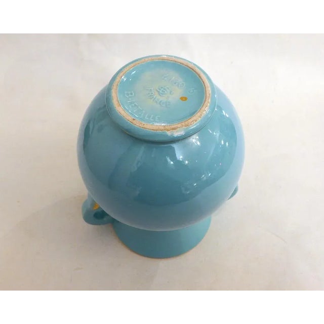 Blue Turquoise Earthenware Amphora Vase by B. Letalle for St-Clément, 1940s For Sale - Image 8 of 13
