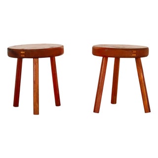 Mid-Century Italian Alpine Fir Stools in the style of Charlotte Perriand, 1960s, Set of 2 For Sale
