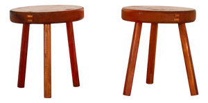 Mid-Century Italian Alpine Fir Stools in the style of Charlotte Perriand, 1960s, Set of 2