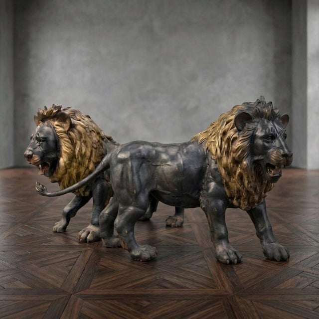 Large Bronze Sculptures of Lions, 1870, Set of 2, in Flawless conditions. Designed before 1890