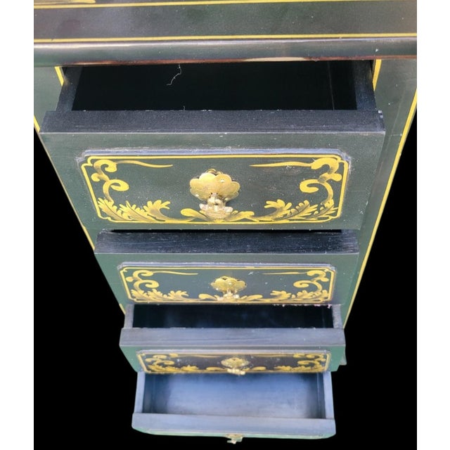 Black and Gold 4 Drawer Pyramid Graduated Dorothy Draper Style Hollywood Regency Side Tables- a Pair For Sale - Image 13 of 13