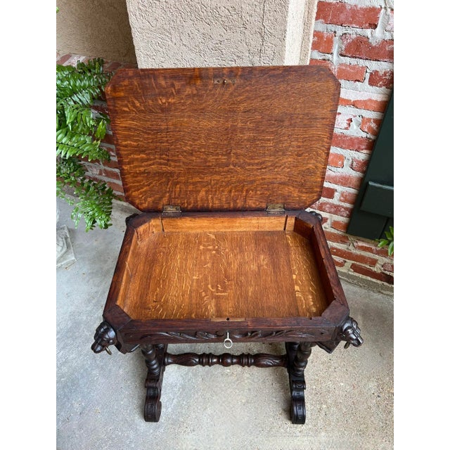 Antique French Console Side Table Renaissance Petite Gothic Carved Oak C1880 For Sale - Image 12 of 12
