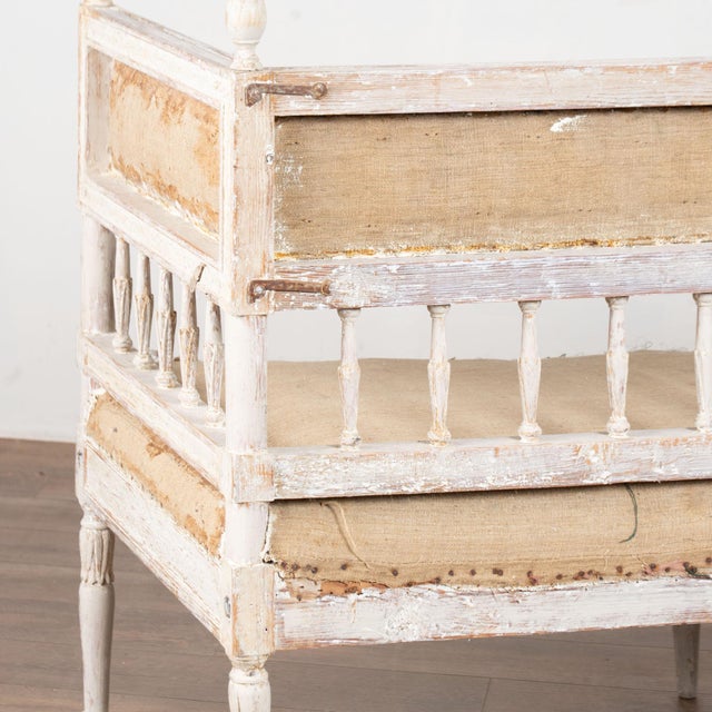 Early 19th Century Swedish Gustavian White Painted Long Bench For Sale - Image 14 of 15