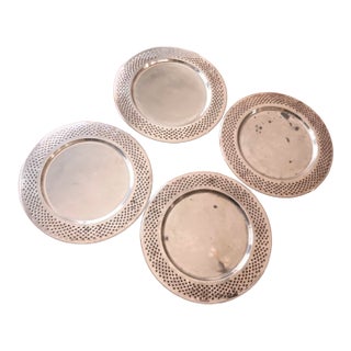 Vintage Mid 20th Century Reticulated Silverplate Chargers-Set of 4 For Sale