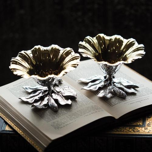 Antique Silver Salt Cellars with Naturalistic Flower Decor by William Bateman, 1832, Set of 2 For Sale - Image 5 of 18