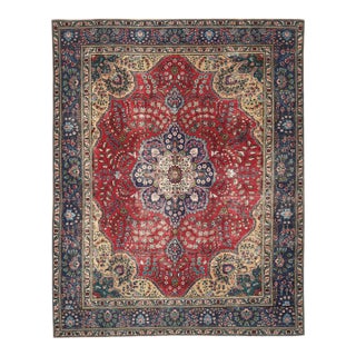 1970s Vintage Persian Handmade Wool 10x13 Red Area Rug For Sale