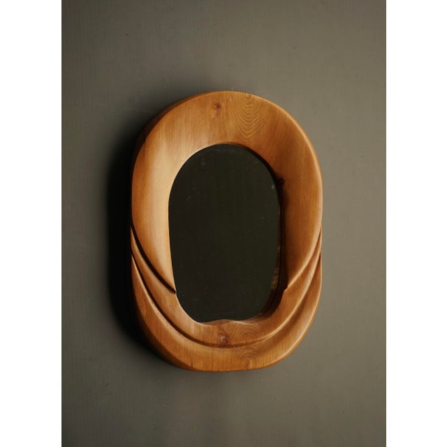 Wood Mid-Century Anthroposophical Pine Wall Mirror, 1970s For Sale - Image 7 of 7