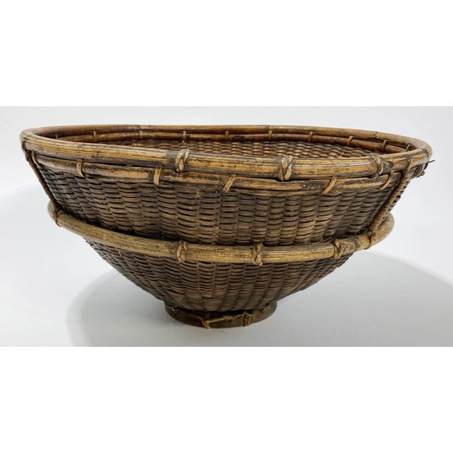 Chinoiserie Large Woven Rice Basket For Sale - Image 3 of 8