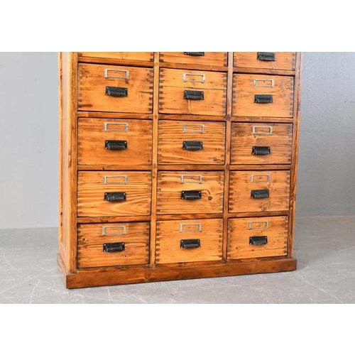 Bank of Pine Workshop Drawers, 1940s For Sale - Image 3 of 13